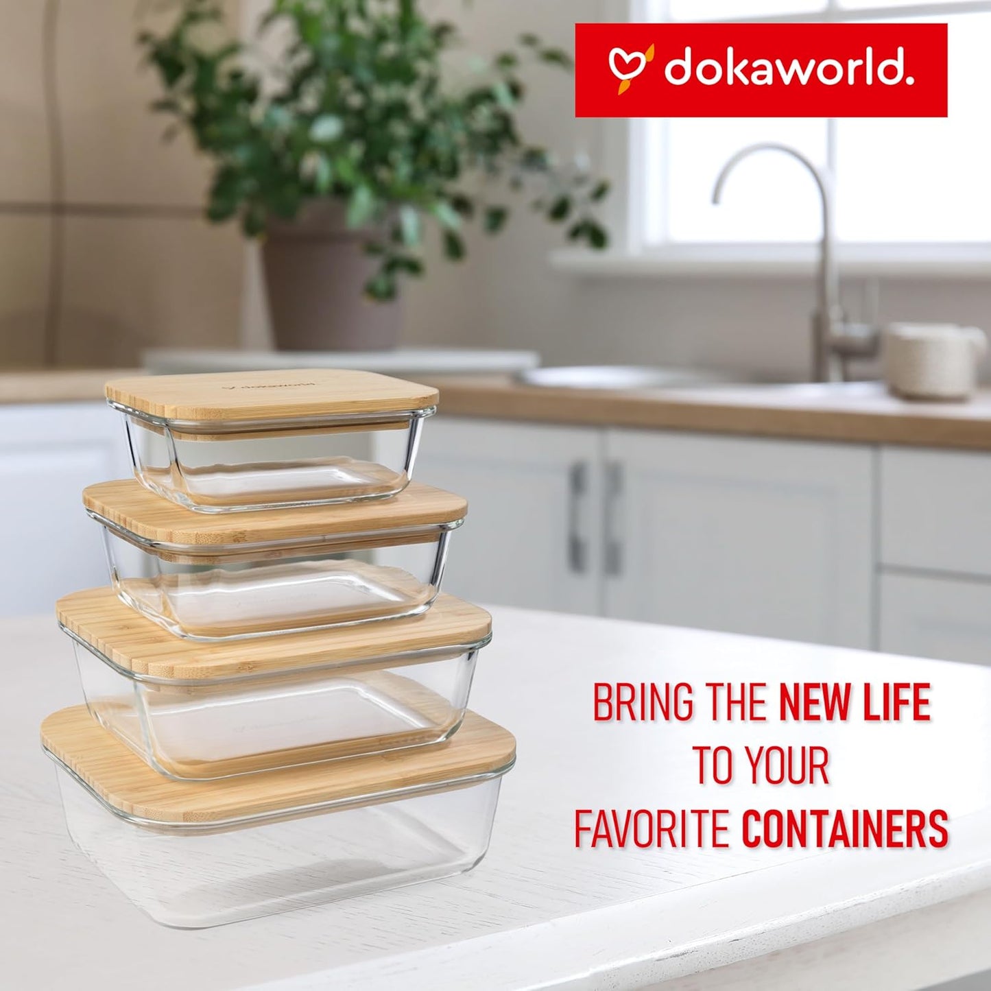 Set of 4 Bamboo Lids - Lids are compatible with all Containers Sets