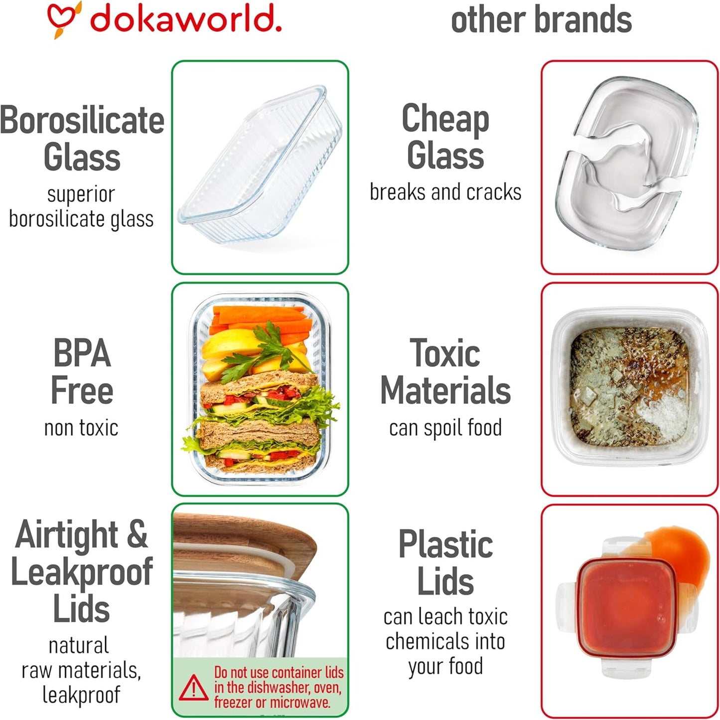 Set of 4 Glass Containers With Airtight Acacia Lids