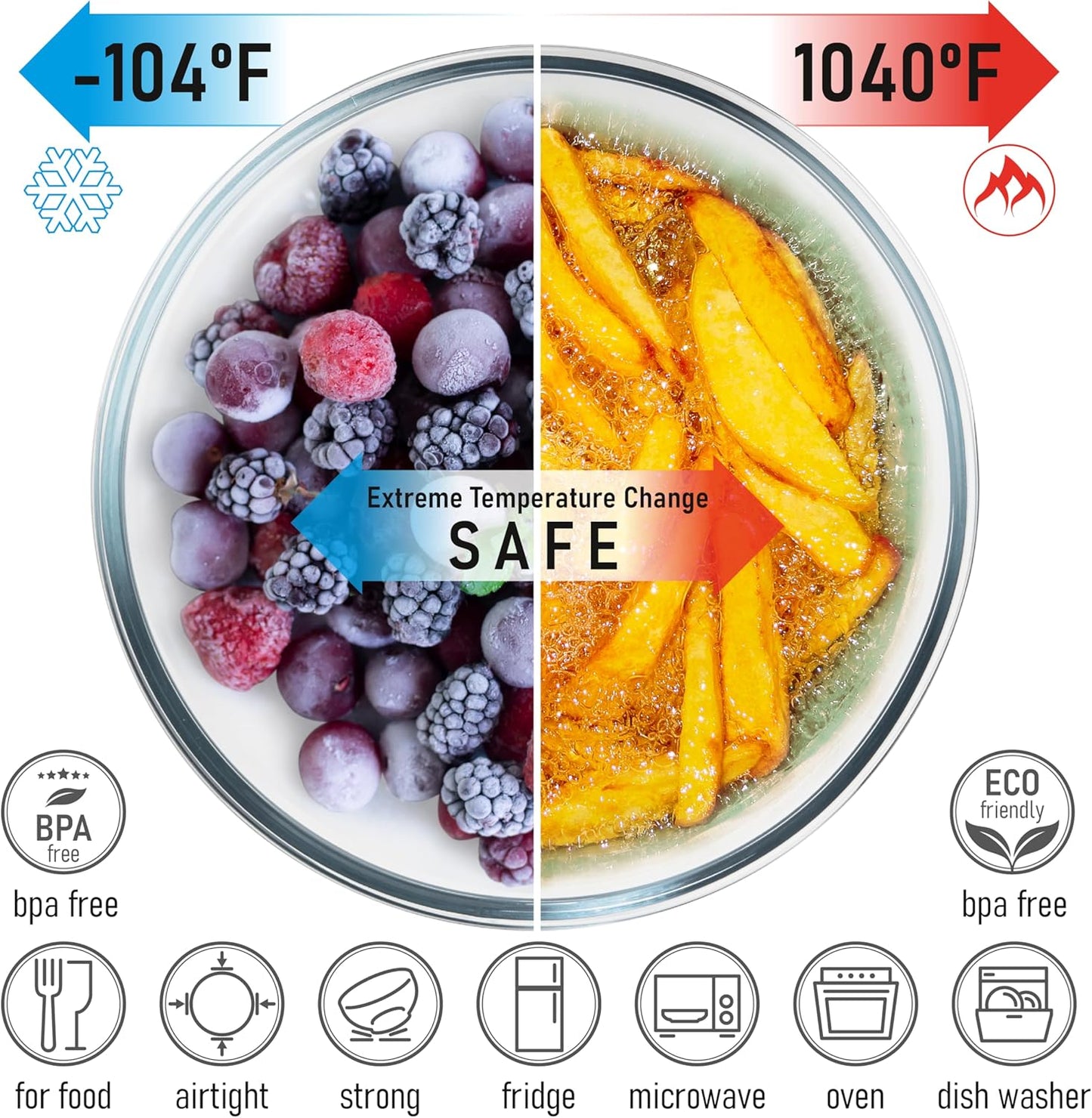 Set of 5 Glass Bowls with Acacia Lids