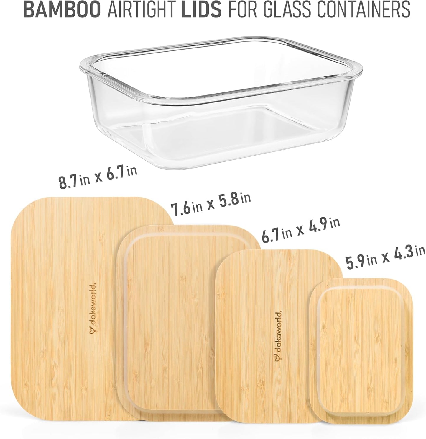 Set of 4 Bamboo Lids - Lids are compatible with all Containers Sets