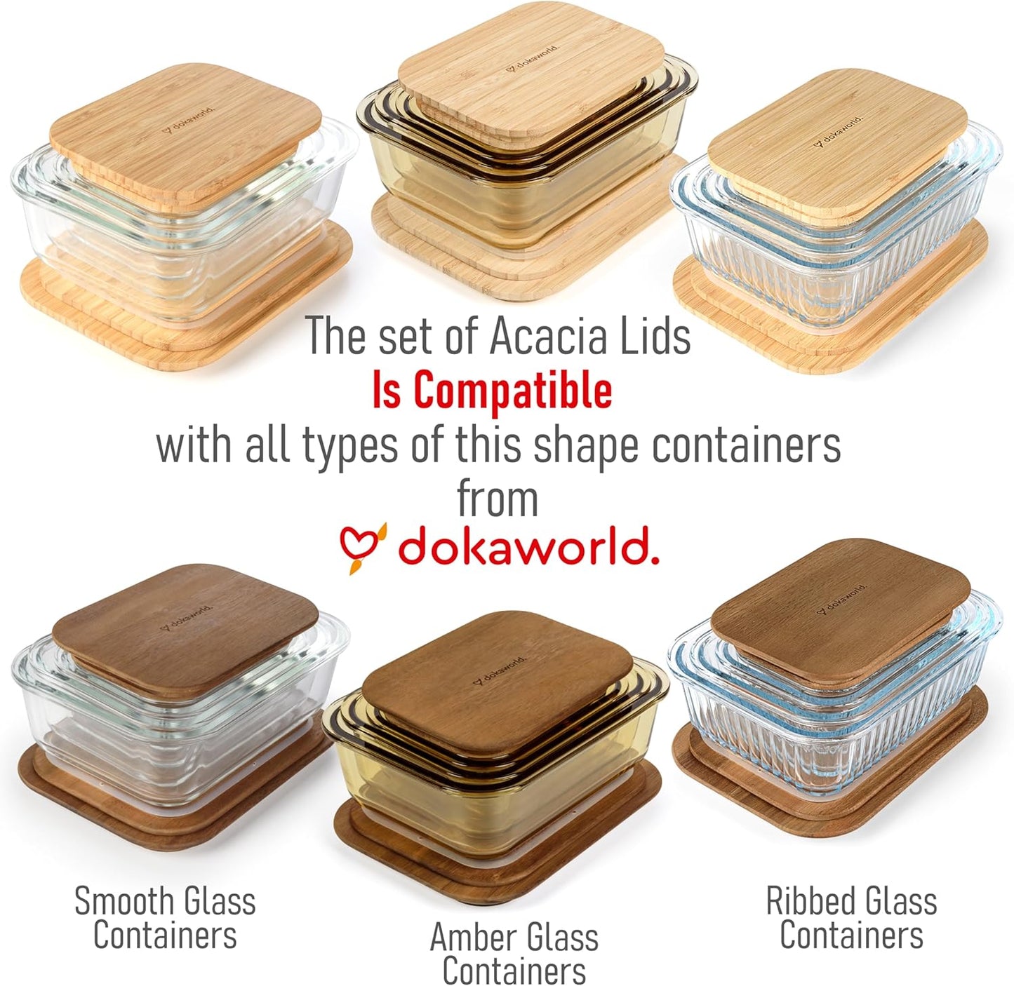 Set of 4 Bamboo Lids - Lids are compatible with all Containers Sets