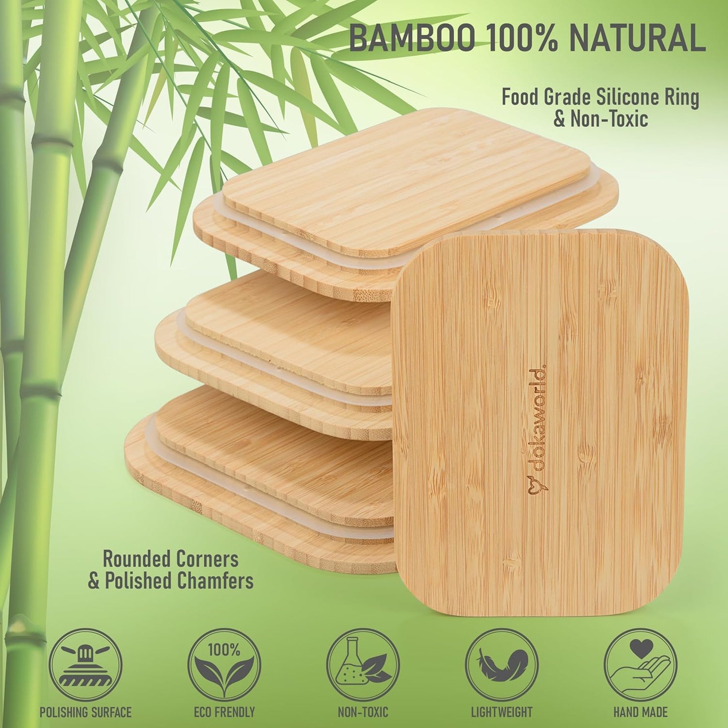 Set of 4 Bamboo Lids - Lids are compatible with all Containers Sets