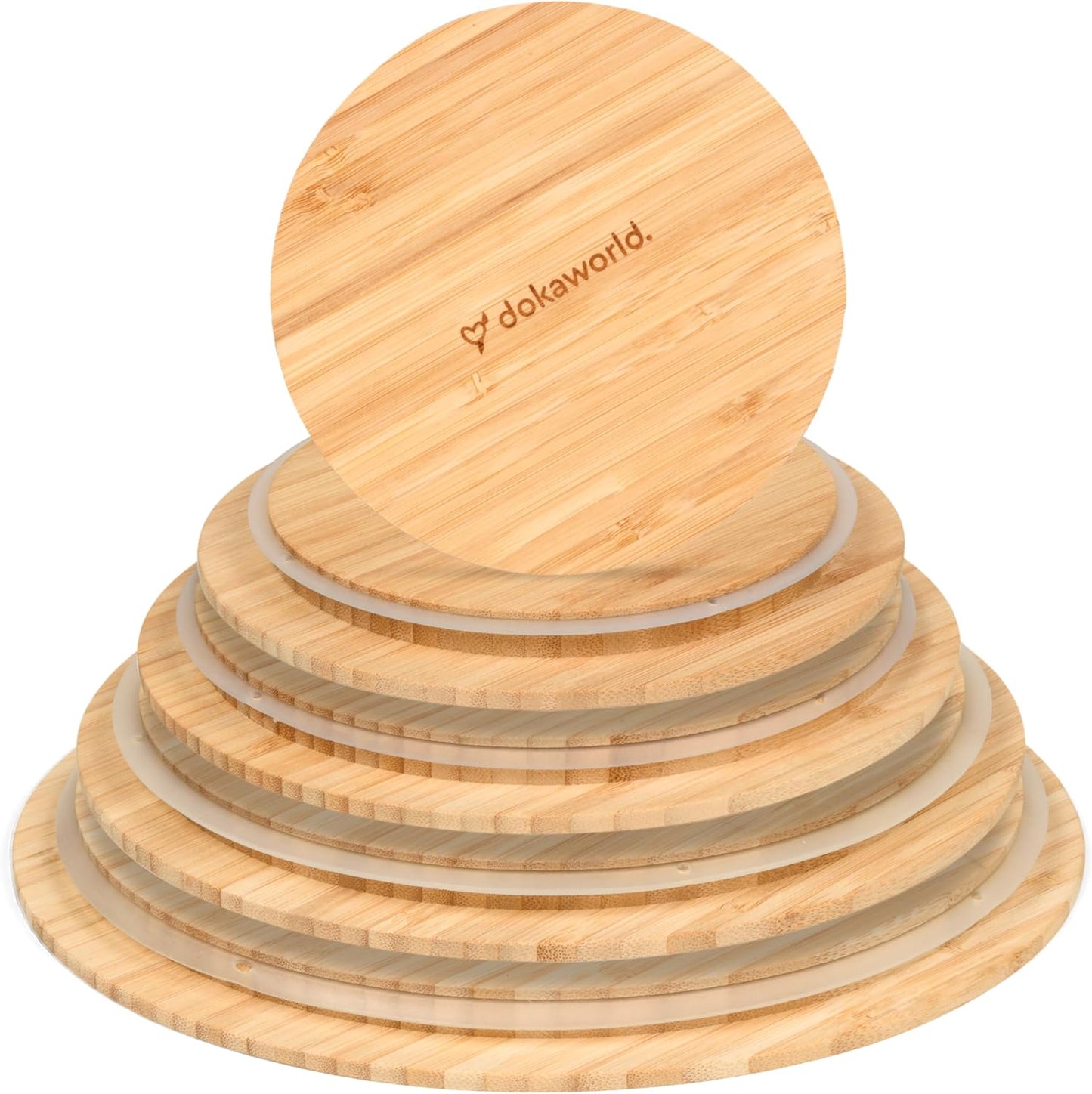 Set of 4 Bamboo Lids - Lids are compatible with all Glass Mixing Bowls Set