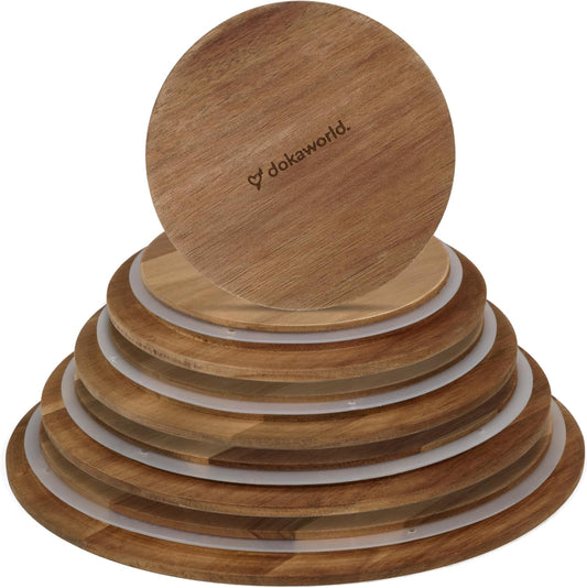 Set of 4 Acacia Lids - Lids are compatible with all Glass Mixing Bowls Set