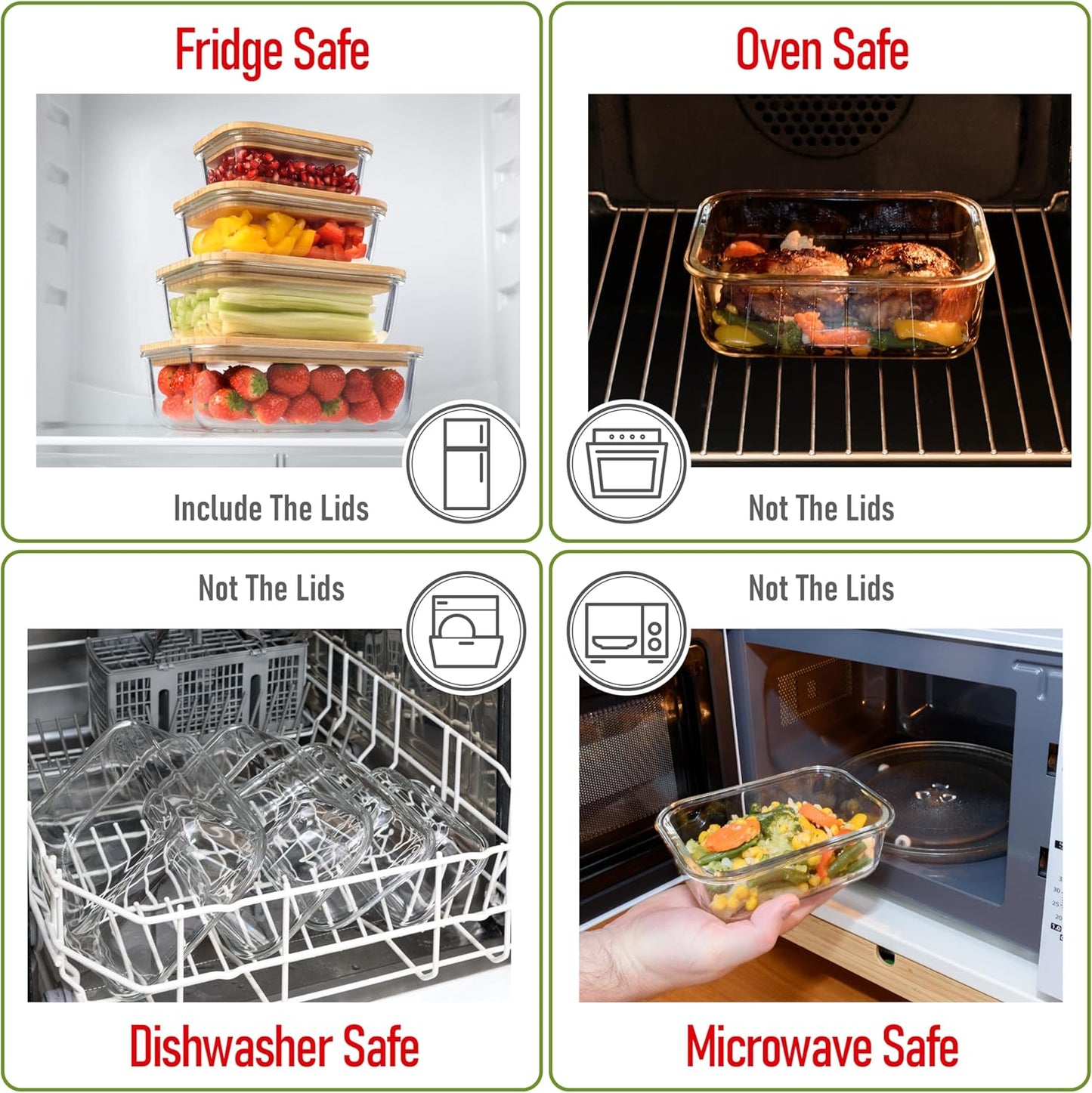 Set of 4 Glass Containers with Bamboo Lids