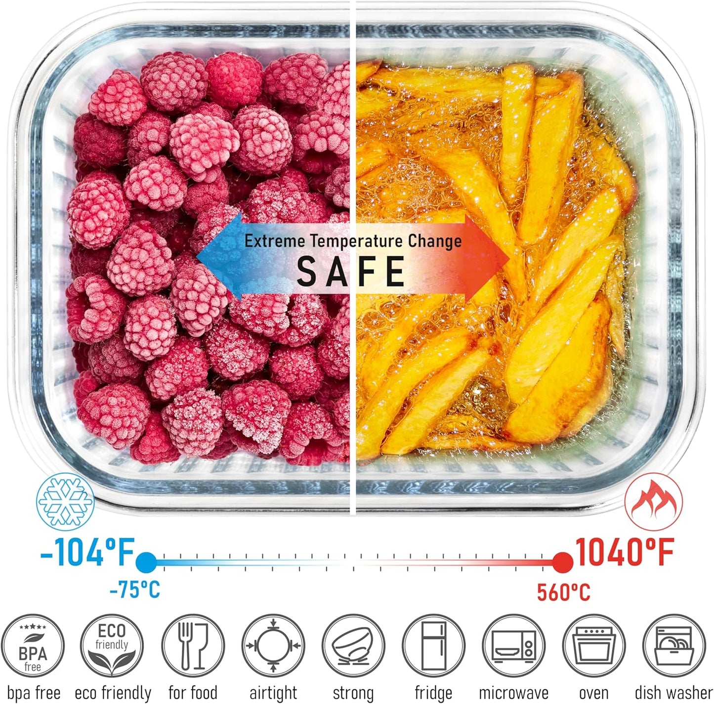 Set of 4 Glass Containers with Airtight Bamboo Lids